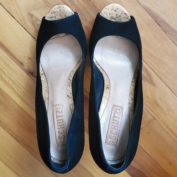 SCHUTZ Charlotte Suede Peep Toe Platform Pump, 40 - Picture 12 of 12